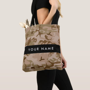 Desert Camouflage Pattern, Your name, Personalise Tote Bag