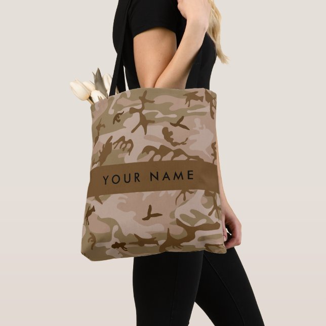 Desert Camouflage Pattern, Your name, Personalise Tote Bag (Close Up)