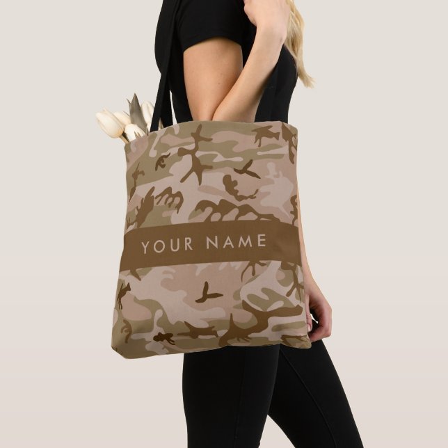 Desert Camouflage Pattern, Your name, Personalise Tote Bag (Close Up)
