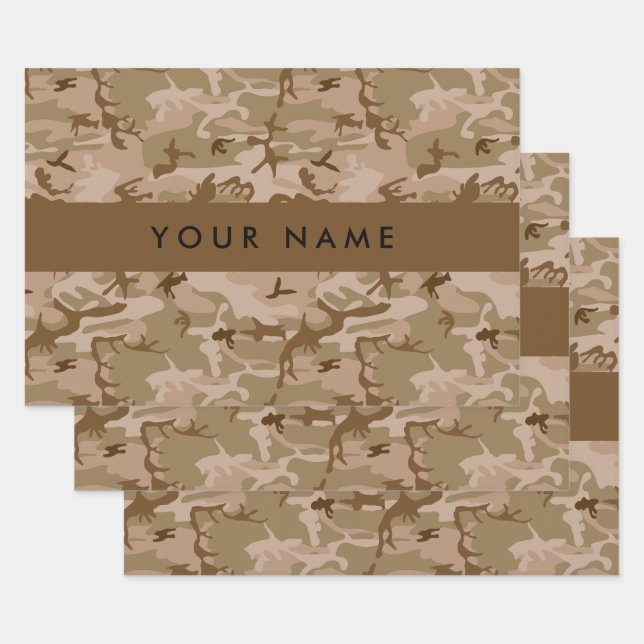 Desert Camouflage Pattern, Your name, Personalise Wrapping Paper Sheet (Set)