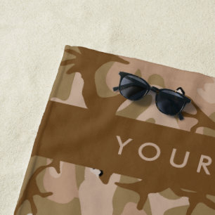 Desert Camouflage Pebbles, Your name, Personalise Beach Towel