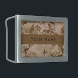 Desert Camouflage Pebbles, Your name, Personalise Belt Buckle<br><div class="desc">Elegant,  stylish and sophisticated desert camouflage pattern in brown and green colour. This pattern is also known as chocolate-chip camouflage and cookie dough camouflage. Modern and trendy gift,  perfect for the military lover in your life. Personalise by adding your name,  nickname,  monogram or initials.</div>