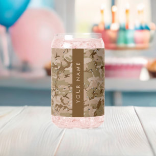 Desert Camouflage Pebbles, Your name, Personalise Can Glass