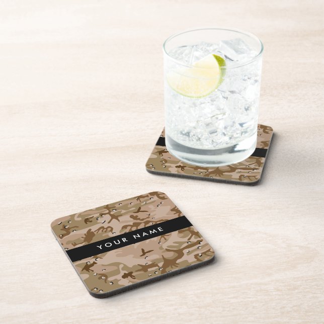 Desert Camouflage Pebbles, Your name, Personalise Coaster (Right Side)