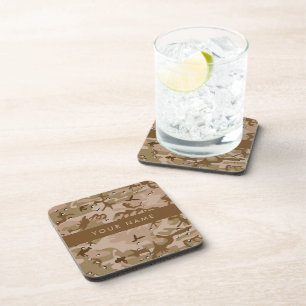 Desert Camouflage Pebbles, Your name, Personalise Coaster