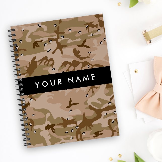 Desert Camouflage Pebbles, Your name, Personalise Notebook (Creator Uploaded)