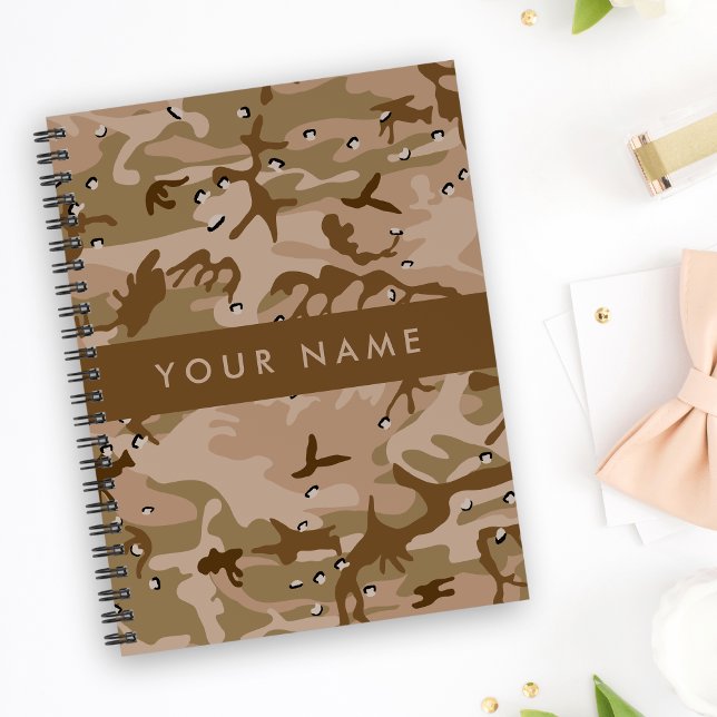 Desert Camouflage Pebbles, Your name, Personalise Notebook (Creator Uploaded)