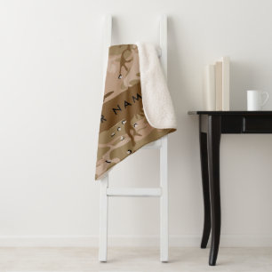 Desert Camouflage Pebbles, Your name, Personalise Sherpa Blanket