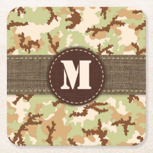 Desert camouflage square paper coaster