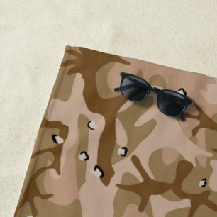 Desert Camouflage With Pebbles, Military, Army Beach Towel