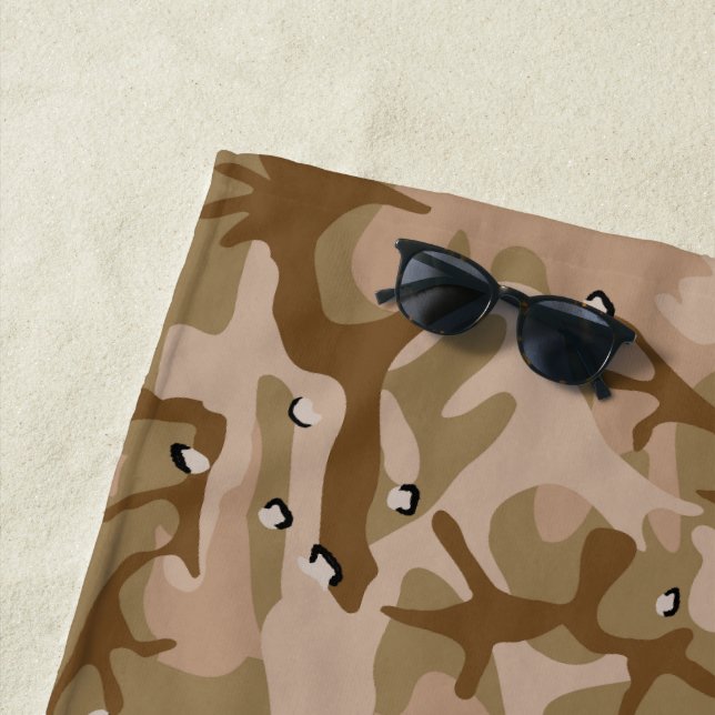Desert Camouflage With Pebbles, Military, Army Beach Towel (In Situ)