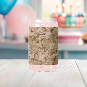 Desert Camouflage With Pebbles, Military, Army Can Glass