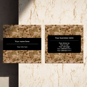 Desert Camouflage With Pebbles, Military, Army Square Business Card