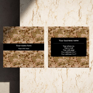 Desert Camouflage With Pebbles, Military, Army Square Business Card