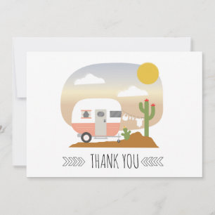 Desert Camper Clothesline Pink Baby Shower Thank You Card