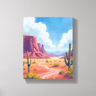Desert Canyon   Cactus Nature Landscape Canvas Print