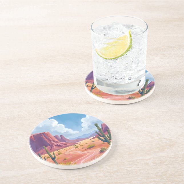 Desert Canyon | Cactus Nature Landscape Coaster (Side)