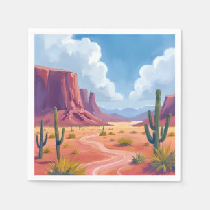 Desert Canyon   Cactus Nature Landscape Napkin
