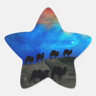 Desert caravan camels star sticker