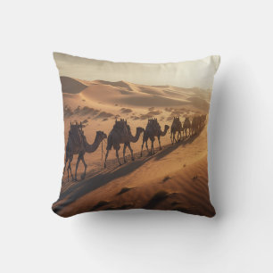 Desert Caravan Journey of Camels Cushion