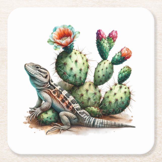 Desert Charm Square Paper Coaster (Front)