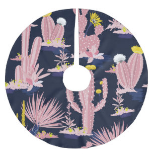 Desert Chic: Pastel Cactus Bloom Brushed Polyester Tree Skirt