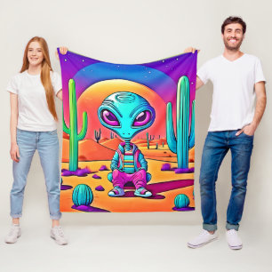 Desert Chillin' Alien Art Fleece Blanket