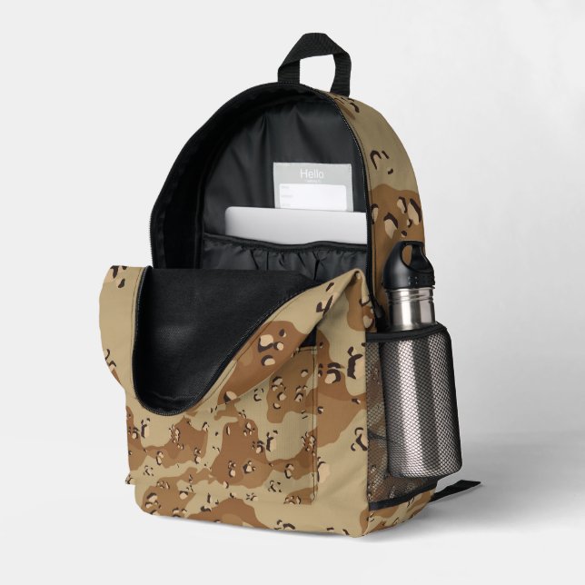 Desert Chocolate-Chip Military Camouflage  Printed Backpack (Back Corner Right (Open))