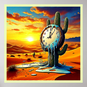 Desert Clock Dreamscape Poster