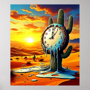 Desert Clock Dreamscape Poster