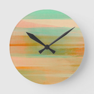 Desert Colors Southwest Sunset Aqua Orange Round Clock