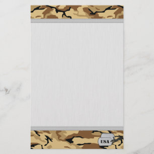 Desert Colour Camo w/ Grainy Background texture Stationery