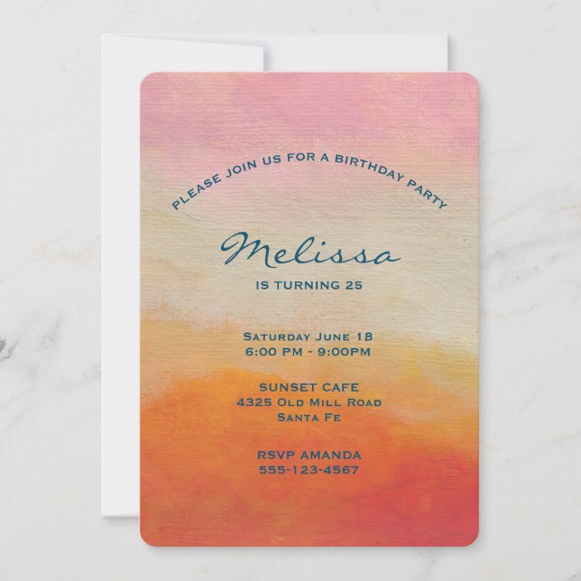 Desert Colours Abstract Landscape Birthday Invitation (Front)