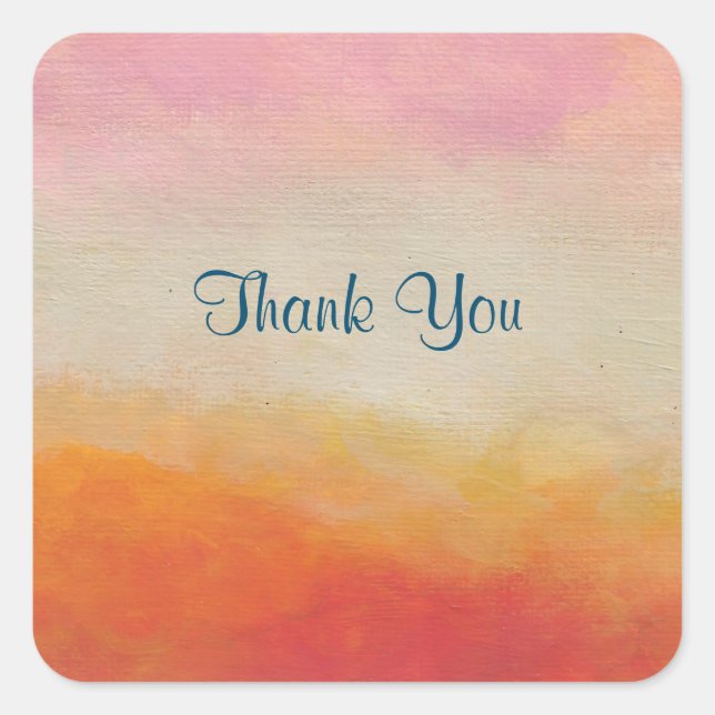 Desert Colours Abstract Landscape Thank You Square Sticker (Front)