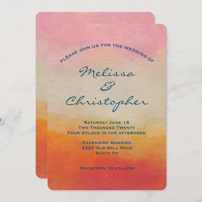 Desert Colours Abstract Landscape Wedding Invitation (Front/Back)