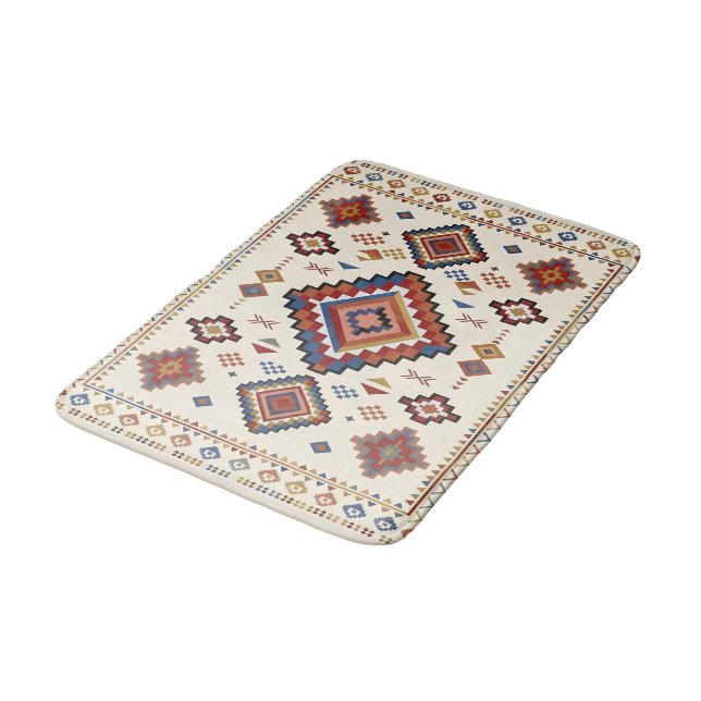 Desert Confetti Nomad – Vibrant Tribal Moroccan Bath Mat (Angled)