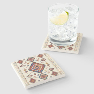 Desert Confetti Nomad – Vibrant Tribal Moroccan Stone Coaster