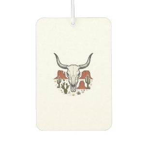 Desert Cow Skull Vintage Southwest Cactus Art Car Air Freshener