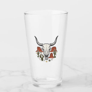 Desert Cow Skull Vintage Southwest Cactus Art Glass