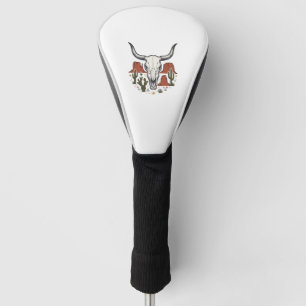 Desert Cow Skull Vintage Southwest Cactus Art Golf Head Cover