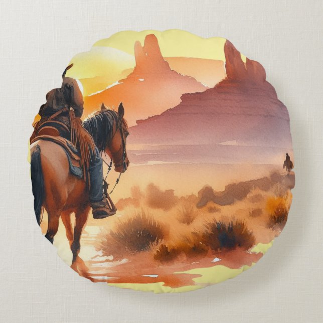 Desert Cowboy  Round Cushion (Front)