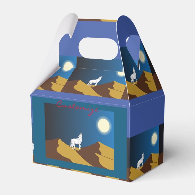 Desert Coyote Howling Full Moon Thunder_Cove Favour Box (Front Side)