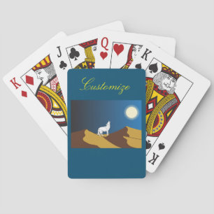 Desert Coyote Howling Full Moon Thunder_Cove Playing Cards