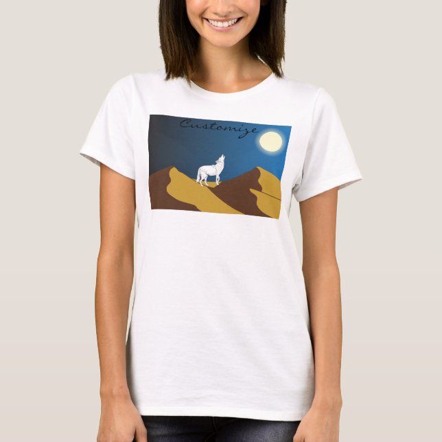 Desert Coyote Howling Full Moon Thunder_Cove T-Shirt (Front)