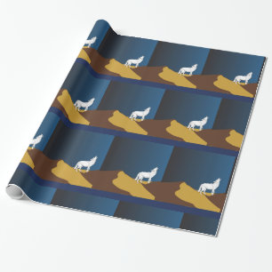 Desert Coyote Howling Full Moon Thunder_Cove Wrapping Paper