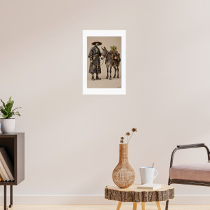 desert, crashed spaceship, dunes, camels, caravan, poster