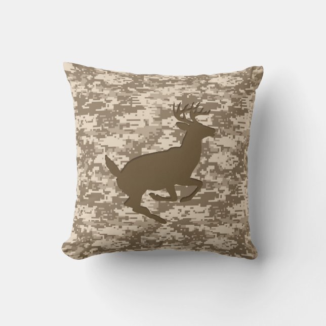 Desert Digital Camouflage Deer Camo Pattern Cushion (Front)