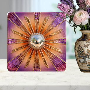 Desert Disco Sunburst Purple Retro Sunset & Mirror Ceramic Tile