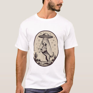 Desert Dog Abduction UFO Illustration T-Shirt