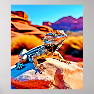 Desert Dragon Lizard Design Poster
